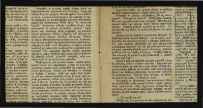 dwa wycinki z „Kłosy” r. 37 (1883) zawierający reprodukcje ryciny autorstwa A. Gierymskiego przedstawiającej miejscową ulicę w kierunku Dęblina , skan 2