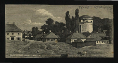 wycinek z „Kłosy” r. 37 (1883) zawierający reprodukcje ryciny autorstwa A. Gierymskiego przedstawiające widok na tę miejscowość od strony Wisły , skan 1