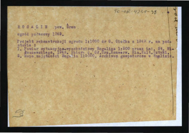 opis projektu rekonstrukcji ogrodu (1 : 1000) opracowany przez G. Ciołka w 1949 r. , skan 1