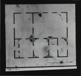 2 fotografia czarno-biała przedstawiająca plan rzutu parteru domu Aleksadry Potockiej w Olesinie – ze zbiorów Biblioteki Narodowej w Warszawie (RA 53 nr 4), skan 3