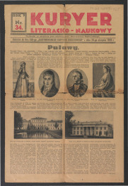 karta z „Kuryera Literacko-Naukowego”, dodatku do „Ilustrowanego Kuryera Codziennego” nr 34 z 20 sierpnia 1928 r. zawierająca artykuł dotyczący miejscowej rezydencji , skan 1