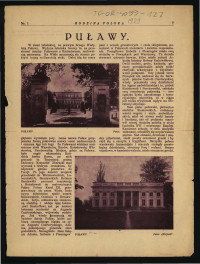 2 karty z czasopisma „Rodzina Polska” z 1929 r. (s. 7-10) zawierający artykuł autorstwa Antoniego Urbańskiego pt. Puławy                                  , skan 1