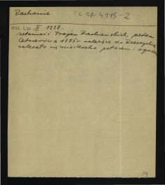 wypis z Baliński M., Lipiński T., Starożytna Polska pod względem historycznym, jeograficznym i statystycznym, t. II, Warszawa 1885, s. 1227 dotyczący przynależność tej posesji do rodziny Pachońskich, Cetnerów, a następnie Rzeczyńskich , skan 1