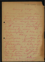 anonimowy list z 13 stycznia 1948 r. dotyczący planu zabudowania tej miejscowości , skan 1