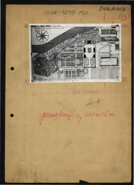 fotografia czarno-biała przedstawiająca plan ogrodu w tej miejscowości sporządzonego przez G. Ciołka w 1949 r. na podstawie XVIII-wiecznych przekazów, skan 1