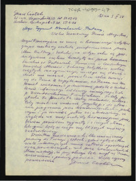 informacja dla Zygmunta Nowakowskiego z 5 lutego 1958 r. ze strony G. Ciołka dotyczący przewidywalnego zwiększenia kredytów ministerilanych dla prac konserwatorskich w tej miejscowości , skan 1