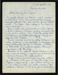 list Zygmunta Nowakowskiego do G. Ciołka z 29 lutego 1959 r. dotyczący wystawy w Puławach, skan 1