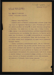 odpowiedź z 17 maja 1957 r. ze strony Zygmunta Nowakowskiego, prawdopodobnie kierownika puławskiej Biblioteki Rolnicznej, dotyczący zakwestionowania rachunku na przyjazd G. Ciołka z Puław do Krakowa oraz zawierająca Zakład Architektury Polskiejytania co do prac w puławskim parku , skan 1
