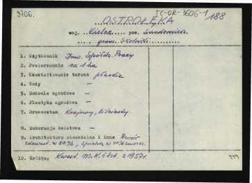 wypis z Kwestionariusz Ministerstwa Kultury i Sztuki z 1957 r.; brak obwoluty , skan 1