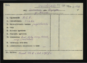 wypis z Kwestionariusz Ministerstwa Kultury i Sztuki z 1957 r.; brak obwoluty       , skan 1