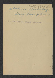 karta opisowa do niezachowanej fotografii reprodukcji ryciny zamieszczonej w Wernher Friedrich Bernhard., Topografia Śląska, 1744-1768                                                                                         , skan 1
