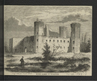 wycinek z „Tygodnika Ilustrowanego” t. II (1860) zawierający reprodukcje ryciny ukazującej ruiny miejscowego zamku                                                                       , skan 1