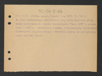 wypis z Słownik Geografii Turystycznej Polski, tom II, Warszawa 1959, strona 745 dotyczący zabudowań miejscowego klasztoru ufundowanego w 1166 roku , skan 1