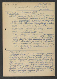 wypis z Dziewulski Władysław, Świdnica w: „Studia z historii budowy miast polskich”, R. 6 (1957), z. 2/17, Warszawa 1957 (oraz prawdopodobnie Hamulanka, 1961) zawierający chronologię miejscowego klasztoru począwszy od roku 1629 kiedy to miejscowy kościół parafialny został przejęty przez jezuitów , skan 1