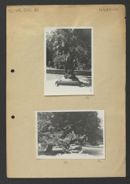 6 fotografii czarno-białych fotografii ukazujących pomnik konny króla Jana III podczas przygotowań do robót konserwatorskich  , skan 4