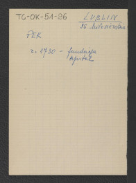 odsyłacz do Podręczna Encyklopedia Kościelna, red. ks. Zygmunt Chełmicki, t. I-XLIV, Warszawa, 1904-1916 wzmiankujący fundacje szpitala w roku 1730 , skan 1
