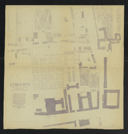 plan części Krakowskiego Przedmieścia w połowie XVIII w. według zdjęcia por. Mollera (plac Saski?), skan 1