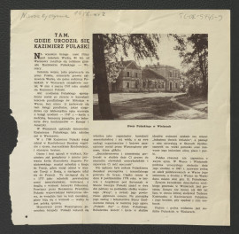 fragment karty z czasopisma „Nasza Ojczyzna” nr 2 (1956) zawierający artykuł pt. Tam gdzie urodził się Kazimierz Pułaski , skan 1