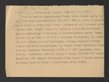 wypis z Słownik Geografii Turystycznej Polski, tom I, Warszawa 1959, tom II, strona 1209 dotyczący usytuowania miejscowej wioski oraz zarysu dziejów tamtejszego klasztoru , skan 1