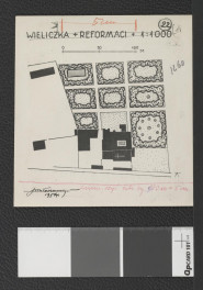 plan miejscowego zespołu klasztornego (1 : 1000) sporządzony przez S. Miłoszewskiego w 1950 r. , skan 1