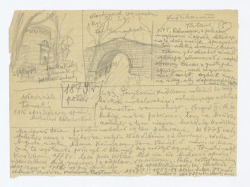 "dwa rysunki: 1. budynek dawnej kuchni. Napisy: strona 34, ryc. 19;, Park w Królikarni; dawna Kuchnia. Fot. Chomentowski 2. most nad wąwozem. Napisy: most nad wąwozem; ryc. 20. strona 35; fot. Chomentowski", skan 1