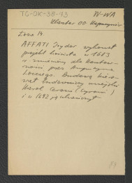 wypisy z Łoza Stanisław, Słownik architektów i budowniczych Polaków oraz cudzoziemców w Polsce pracujących, Warszawa 1931 zawierające informacje dotyczące Izydora Affati, wykonawcy projektu miejscowego klasztoru i kościoła, skan 2
