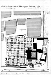 ogród klasztorny Cystersów według plany katastralnego z 1848 r. oraz planu z Teki Grona Konserwatora Galicji Zachodniej II. 193, skan 1