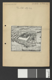 reprodukcja ryciny pochodzącej z Wernher Fryderyk Bernard, Topografia Śląska, 1744-1768 przedstawiająca miejscowy klasztor z nieco odmiennej perspektywy , skan 1