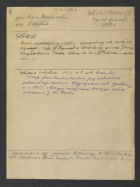 wypis z Słownik Geograficzny Królestwa Polskiego   t. XIII, s. 262 wzmiankujący dwór modrzewiowy wzniesiony w XVIII w. na miejscu poprzedniego; wzmianka o dzierżawieniu wioski przez Jana Chryzostoma Paska; „Ochrona Zabytków” r. VIII, nr 4 (1955) wzmiankujący prace konserwatorskie nad spalonym w 1953 r. dworem                                               , skan 1