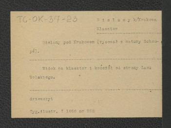 karty opisowe do rysunków miejscowego klasztoru (Gabinet Rycin, „Tygodnik Ilustrowany”), skan 1