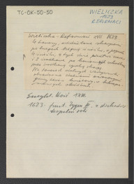 wypis z Podręczna Encyklopedia Kościelna, red. ks. Zygmunt Chełmicki, t. I-XLIV, Warszawa, 1904-1916 (XXIII) wzmiankujący ufundowanie klasztoru przez Zygmunta III w 1623 r. oraz charakterystykę ogrodu, skan 1