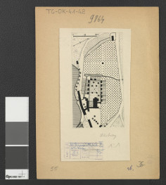 dwie nadbitki z Ciołek Gerard, Ogrody polskie, Warszawa 1954, s. 19 przedstawiające zabudowania klasztorne w roku 1678                                                                                                        , skan 1