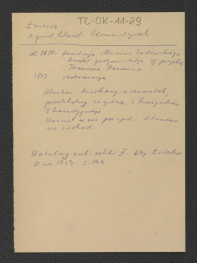 kopiał z wypisu z Katalog Zabytków Sztuki w Polsce: Województwo Łódzkie, tom II, red. Szablowski Jerzy, Warszawa 1954, strona 144 wzmiankujący ufundowanie klasztoru około 1650 roku przez kasztelana gostyńskiego Marcina Sadowskiego według projektu Tomasza P, skan 1