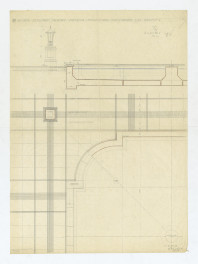 Wilanów-roboczy projekt  dziedzińca. Fontanna i nawierzchnia cour d'honneur (wariant 2), skan 1
