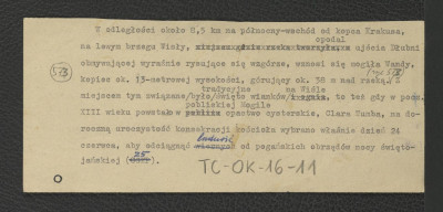 wypis wzmiankujący usytuowanie miejscowego opactwa nieopodal kopca Wandy , skan 1