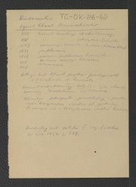 wypis z Katalog Zabytków Sztuki w Polsce: Woj. Łódzkie, t. II, red. Szablowski Jerzy, Warszawa 1954, s. 249 zawierający chronologię miejscowego opactwa począwszy od XIII w. kiedy to Leszek Czarny ufundował miejscowy klasztor wraz ze zwięzłą charakterystyką architektoniczną; odsyłacz do Gloger Zygmunt, Encyklopedia Staropolska, Warszawa 1902 wzmiankujący przynależność miejscowego klasztoru do kustodii krakowskiej oraz jego kasatę w 1864 r, skan 2