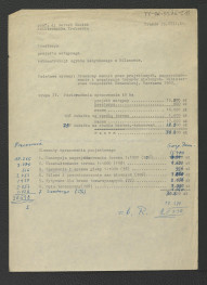 kosztorys na opracowanie materiałów wyjściowych z 22 sierpnia 1961 r. dla projektu wstępnego rekonstrukcji ogrodu zabytkowego w Wilanowie; trzy karty , skan 2