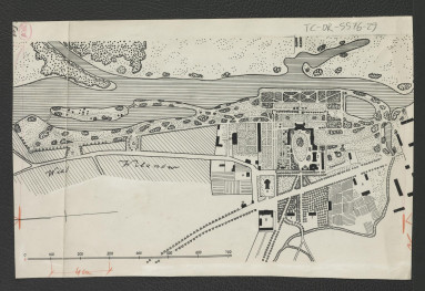 reprodukcja ukazująca plan Wilanowa z okoła 1810 roku; użyte w Ciołek G., Ogrody polskie, Warszawa 1954, s. 171, rys. 254, skan 1