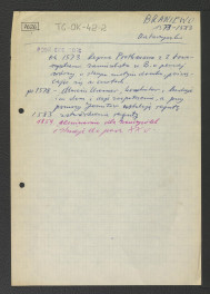 wypis z Podręczna Encyklopedia Kościelna, red. ks. Zygmunt Chełmicki, t. I-XLIV, Warszawa, 1904-1916 wzmiankujący ważniejsze daty w dziejach miejscowego zgromadzenia począwszy od 1573 r., skan 1