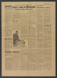 karta z „Expressu Ilustrowanego” z 10 marca 1949 r. zawierająca tekst pt. Ulubiona siedziba Sobieskiego. Pałac i park w Wilanowie odbudowane według starych wzorów , skan 1