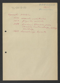 wypis z Dynowski, Ostrołęka zawierający ważniejsze daty w dziejach miejscowego zespołu klasztornego począwszy od roku 1313 do roku 1669 kiedy to kościół poddano pracom konserwatorskim , skan 1