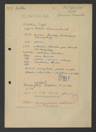 wypis z Katalog Zabytków Sztuki w Polsce: Woj. Łódzkie, t. II, red. Szablowski Jerzy, Warszawa 1954, s. 212 zawierający chronologię miejscowego klasztoru począwszy od roku 1627 kiedy to Katarzyna Warszycka ufundowała konwent; odsyłacz do Podręczna Encyklopedia Kościelna, red. ks. Zygmunt Chełmicki, t. I-XLIV, Warszawa, 1904-1916 wzmiankujący wspomnianą fundację oraz przeniesienie zakonnic w 1869 r. do Przyrowa   , skan 1