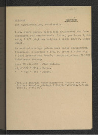 wypis z K. Degen, W. Bleyl, V. Werbik, F. Focke, Die Bau-und Kunstdenkmaler Schlesiens des Kreises Namslau, Berlin 1939, s. 178 dotyczący miejscowego pałacu należącego do hr. Henckel von Donnersmarck auf Grambschutz oraz drugiego, nowszego pałacu wzniesionego w 1781 r. przez E. v. Wentzky’ego, a następnie przebudowy w latach 1906/1907; wzmianka o ikonogfraii przedstawiającej wspomniane budynki , skan 1