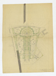 Ogród Saski-rysunek roboczy adaptacji i rekonstrukcji ogrodu. Próba koncepcji, skan 1