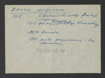 wypis z Podręczna Encyklopedia Kościelna, red. ks. Zygmunt Chełmicki, t. I-XLIV, Warszawa, 1904-1916 zawierający ważniejsze daty w dziejach miejscowego klasztoru począwszy od fundacji Mikołaja Olszewskiego w 1715 r., skan 1