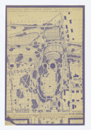 plan sytuacyjno - wysokościowy, projekt wstępny, wytyczne urbanistyczne. Napisy. WARSZAWA. KRÓLIKARNIA. OGRÓD PAŁACOWY; PROJEKT WSTĘPNY. WYTYCZNE URBANISTYCZNE, skan 1