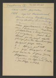 wypis ze studium historyczno-urbanistycznego miasta Trzebnicy sporządzonego na zlecenie Pracowni Konserwacji Zabytków we Wrocławiu w roku 1956, a zawierającym chronologię klasztoru oraz budynków wchodzących w skład całego zespołu, skan 3