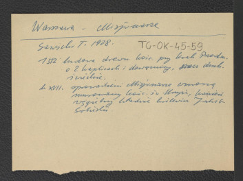 wypis z Sawicki T., 1928 zawierający wzmiankę o budowie drewnianego kościoła przy Krakowskim Przedmieściu oraz sprowadzenie misjonarzy w toku XVII w. , skan 1