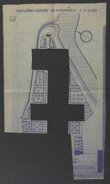 uszkodzony plan ogrodu (1 : 1000) opracowany przez Gerarda Ciołka i nakreślony przez S. Miłoszewskiego , skan 1