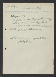 odsyłacz do Gloger Zygmunt, Encyklopedia Staropolska, Warszawa 1902 wzmiankujący przynależność miejscowego opactwa do kustodii chełmińskiej; wypis z Kopeć 33 wzmiankujący nadanie praw miejskich w 1240 r. przez księcia Kazimierza Kujawskiego, sprowadzenie franciszkanów, pożar klasztoru w 1259 r. oraz kasatę w 1819 r. , skan 1